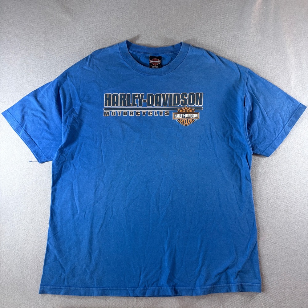 Harley-Davidson Greenville SC Blue Graphic T-Shirt Mens 2XL Short Sleeve Cotton